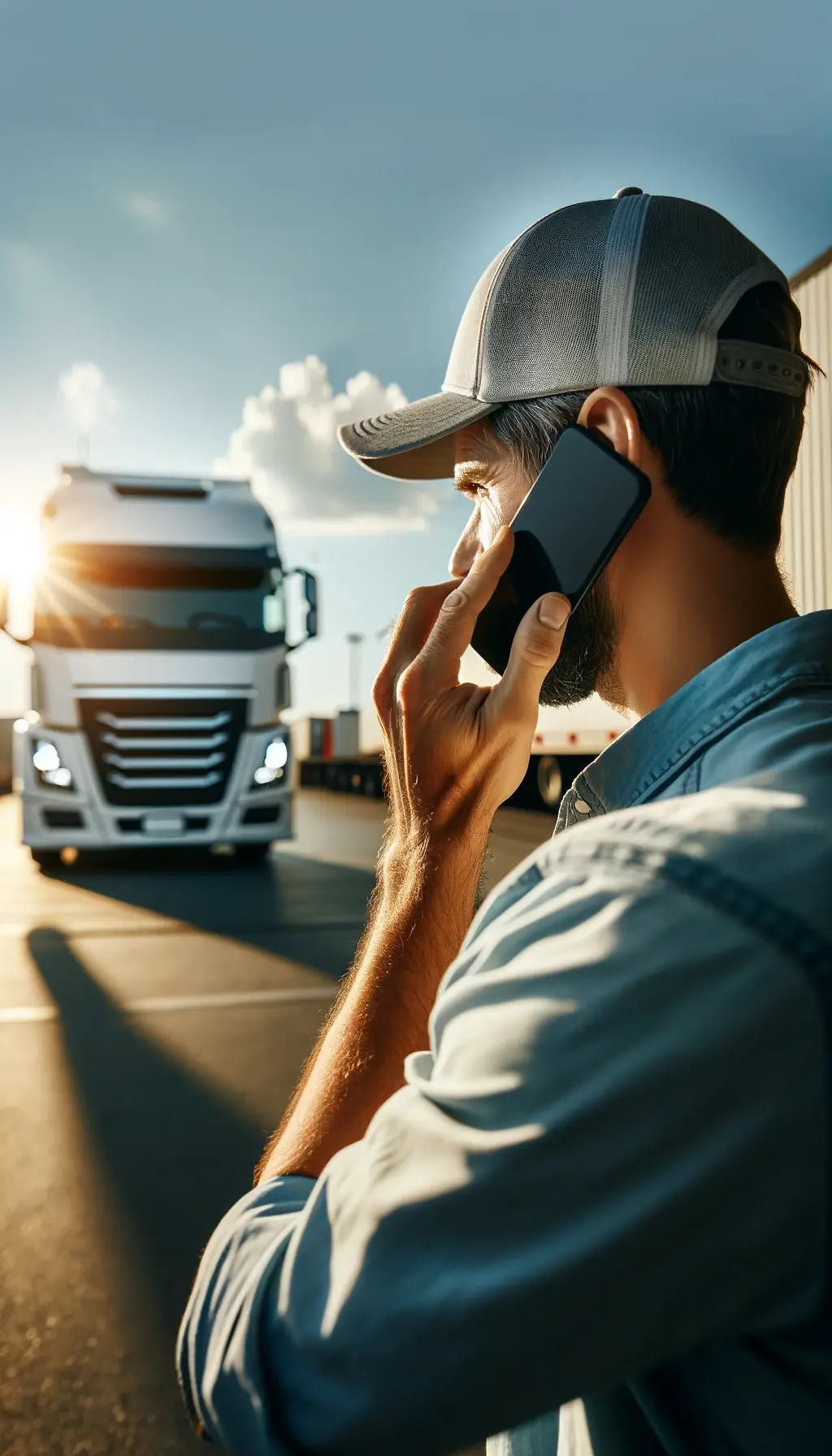 Truck driver making a phone call.